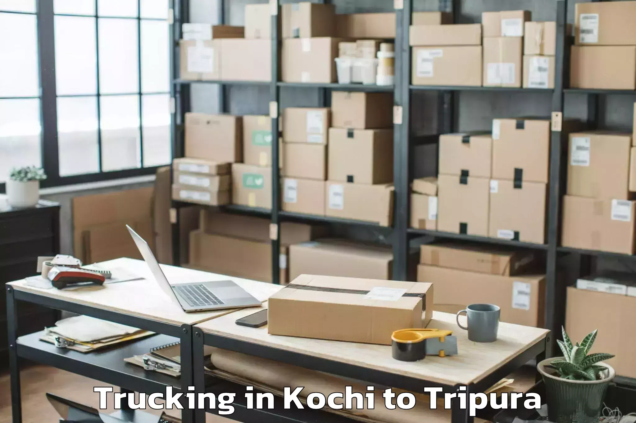 Book Kochi to Tulashikhar Trucking Online